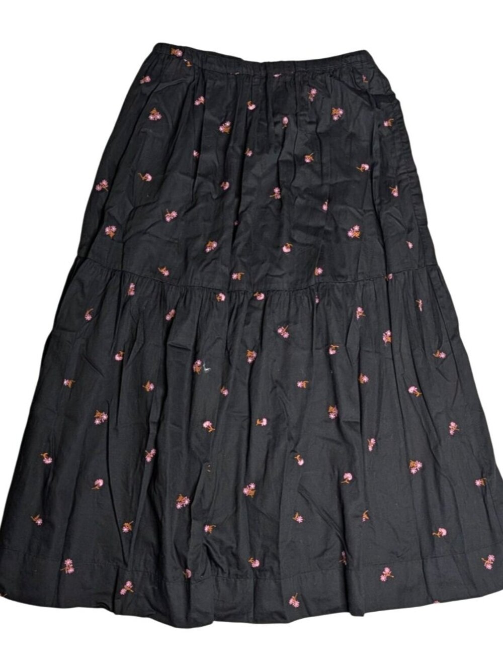 Maeve Anthropologie Black Embroidered Floral Maxi Skirt Small